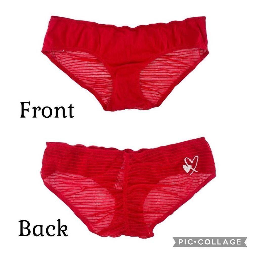 Victoria’s Secret Red Hipster Hiphugger Panties Mesh Back Hearts NWOT